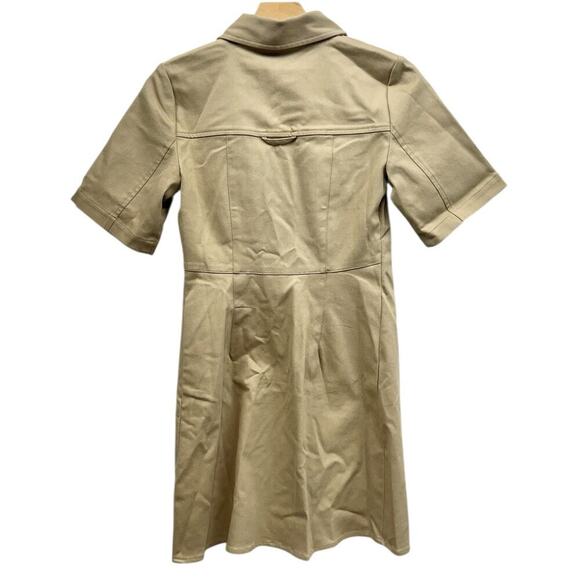 J.Crew Short Sleeve Mini shirtdress in Tailored Twill Khaki CD367 size 00 - Picture 3 of 7
